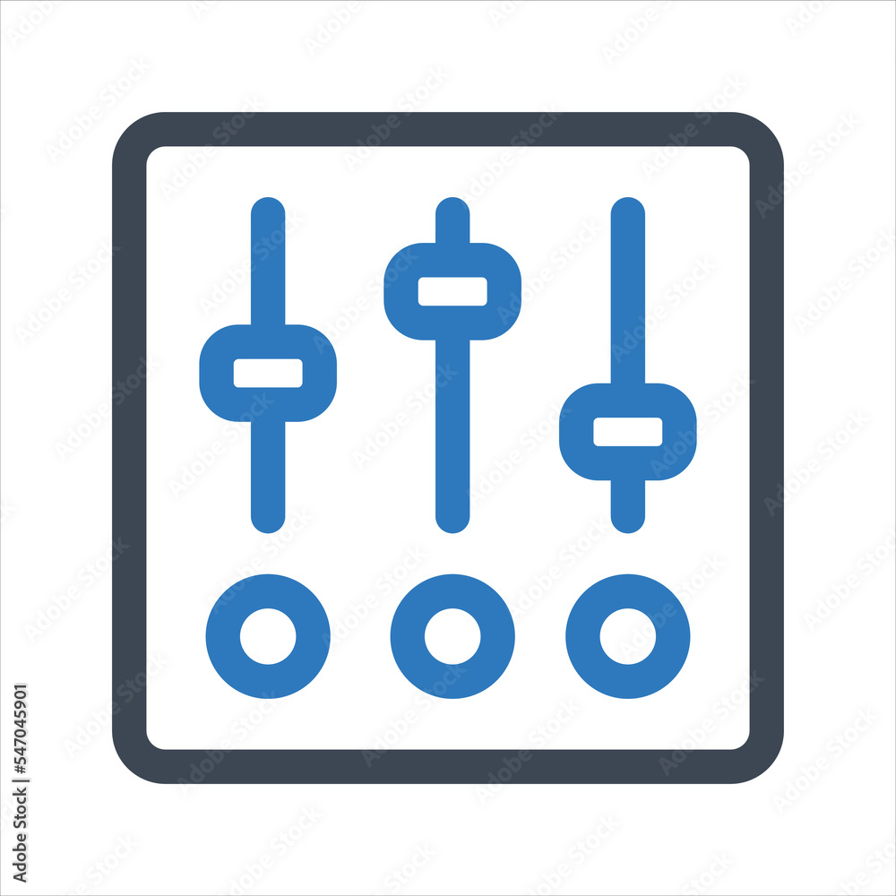 Sound equalizer control settings icon. Sound adjustment vertical icon Sound equalizer control settings icon. Sound adjustment vertical icon