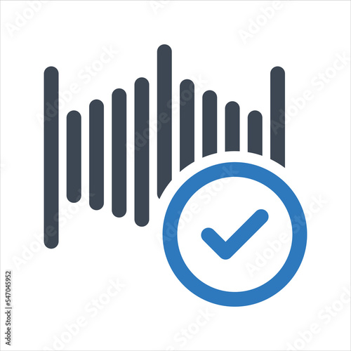 Sound check icon. Approved voice recognition. Vector and glyph