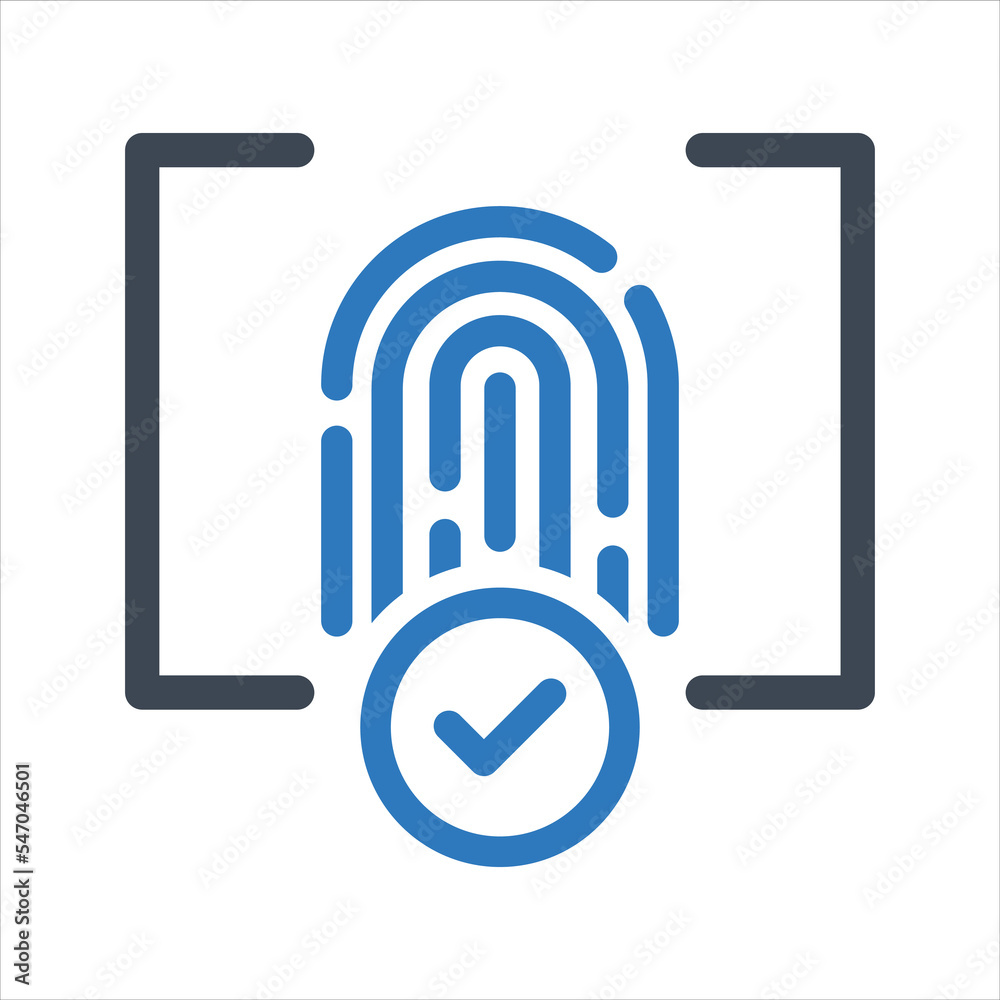 Fingerprint success icon. Vector and glyph Fingerprint success icon. Vector and glyph