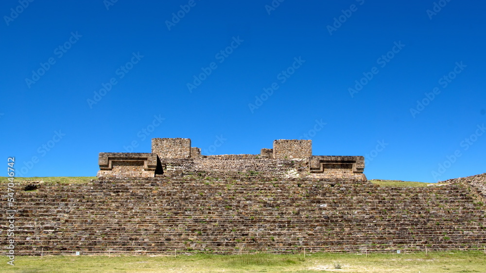 Steps on a structure at Monte Alban, in Oaxaca, Mexico
