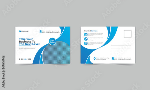Corporate business postcard design, company services promotion postcard template