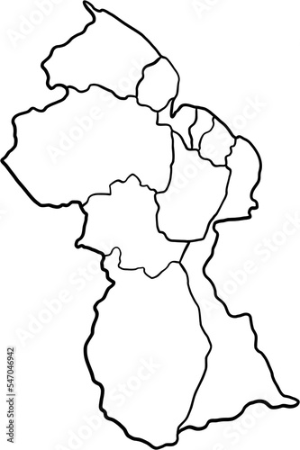 doodle freehand drawing of guyana map.