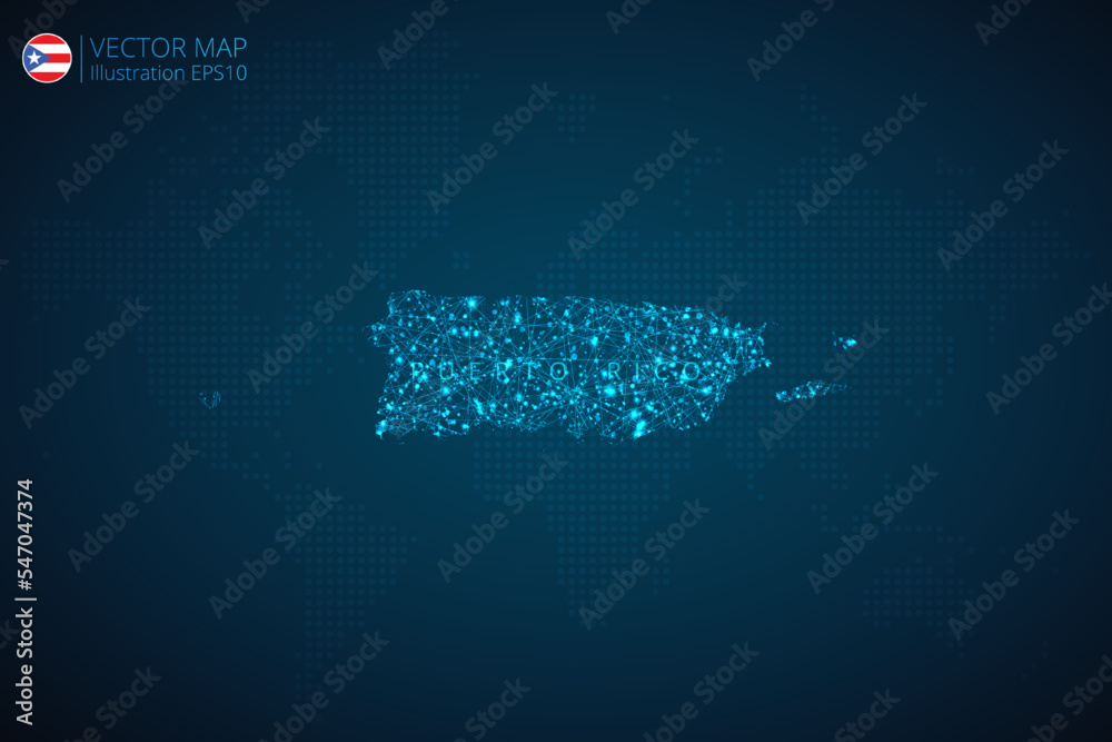 Map of Puerto Rico modern design with abstract digital technology mesh ...