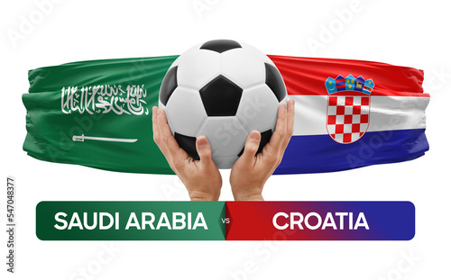 Saudi Arabia vs Croatia national teams soccer football match competition concept. © prehistorik