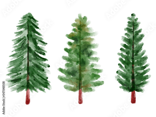Pine Christmas Tree Watercolor