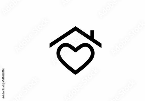 house with heart icon isolated on white background
