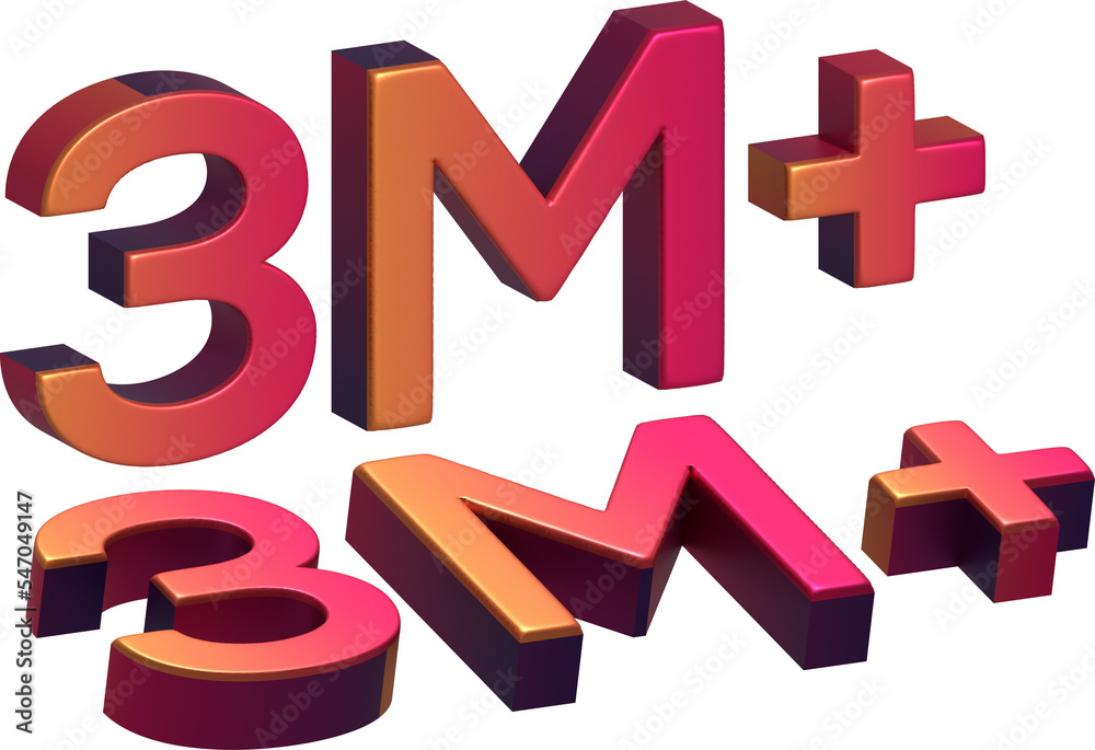 Fototapeta premium Three million view milestone social media post 3d render.