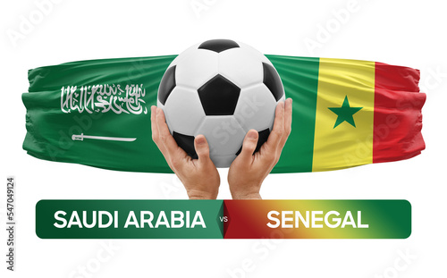 Saudi Arabia vs Senegal national teams soccer football match competition concept. © prehistorik