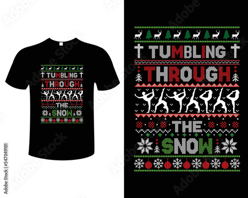 Christmas Gymnastics Typography Vintage  T-Shirt Design Vector Illustration Template