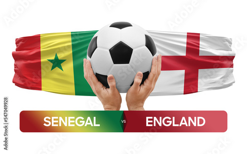 Senegal vs England national teams soccer football match competition concept.