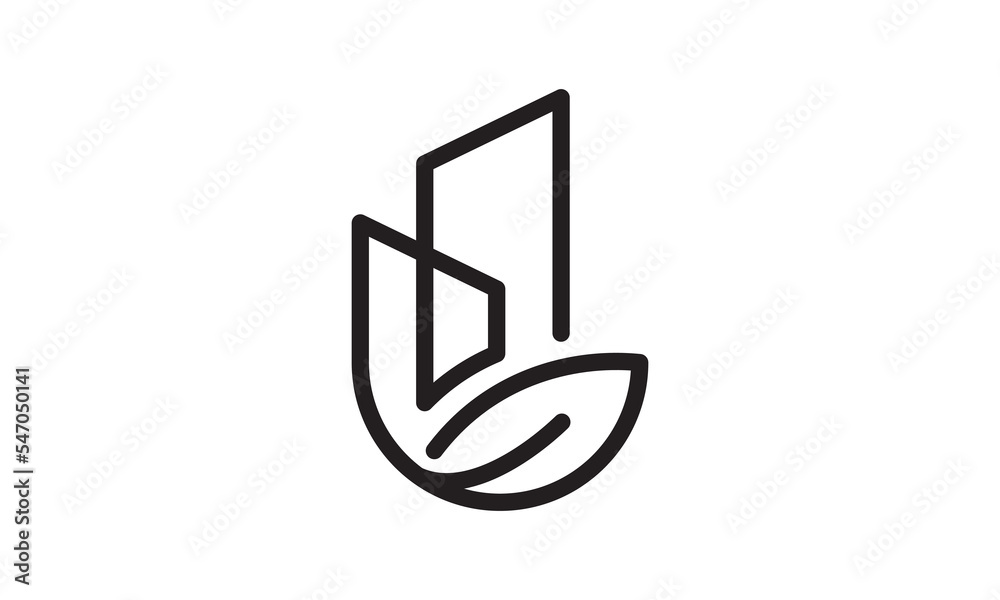 nature urban logo leaf and building icon vector design. nature urban logo leaf and building icon vector design.