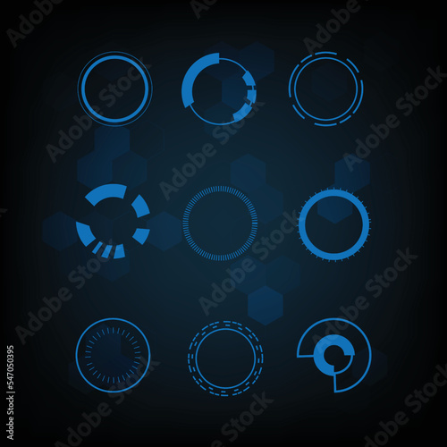 Circle technology elements set. Futuristic hud interface concept.Blue overlay style.