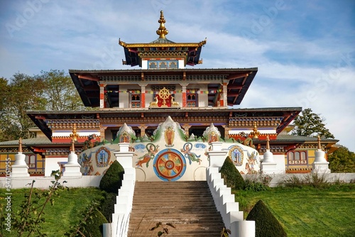 Facade of the Temple of One Thousand Buddhas in La Boulaye, Burgundy, France photo