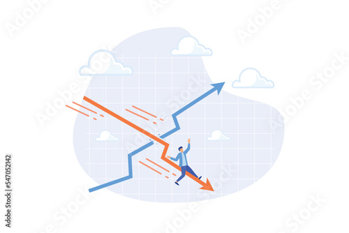 Stagflation, economic slow down or recession while inflation high up, GDP growth decrease causing by unemployment concept, flat vector modern illustration