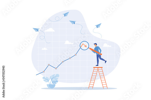 Stock market or Cryptocurrency decline, down turn or economic recession, market plunge signal, inflation or interest rate falling down concept, flat vector modern illustration