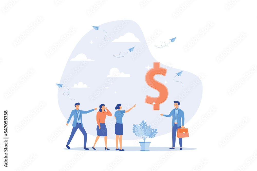 Money advice or financial advisor, investment consultant to suggest on wealth management to make profit from investing, income and savings concept, flat vector modern illustration Money advice or financial advisor, investment consultant to suggest on wealth management to make profit from investing, income and savings concept, flat vector modern illustration