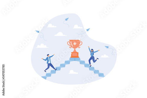 Business competition, employee motivation to success, rivalry or conflict, contest or challenge to achieve target, effort concept, flat vector modern illustration