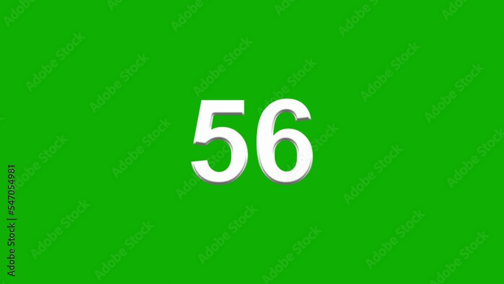 Countdown 60 seconds motion graphics with green screen background
