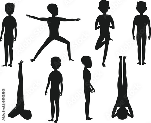  Yoga Set set isolated vector Silhouette
