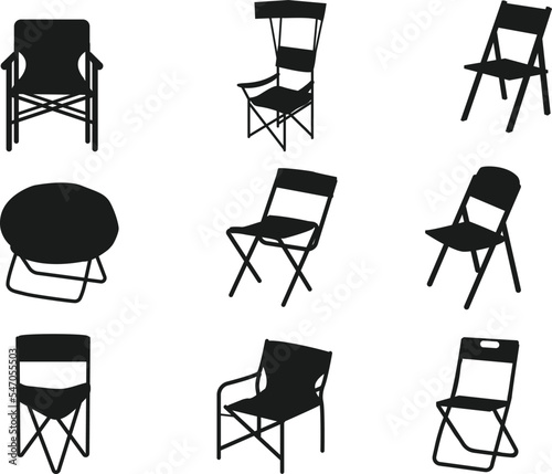 Folding chair isolated vector Silhouette