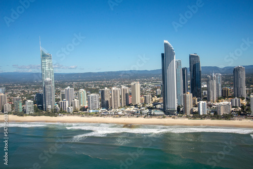 Panoramic view of shoreline and skyline in Gold Coast