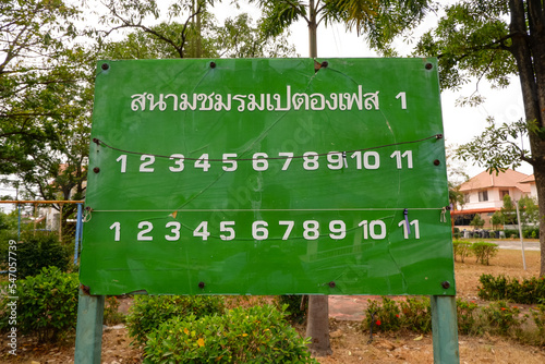 sports scoreboard in the village stadium keep it simple