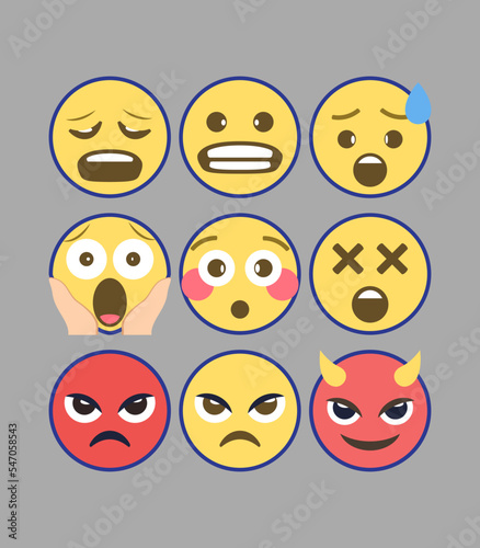 set of smileys with faces