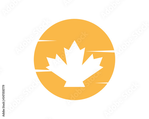Sunset with maple leaf inside