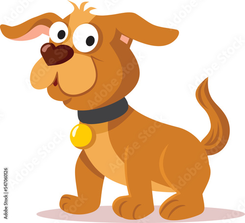 Cute Pet Dog Mascot Vector Cartoon Illustration. Sweet domestic animal smiling wearing a collar 