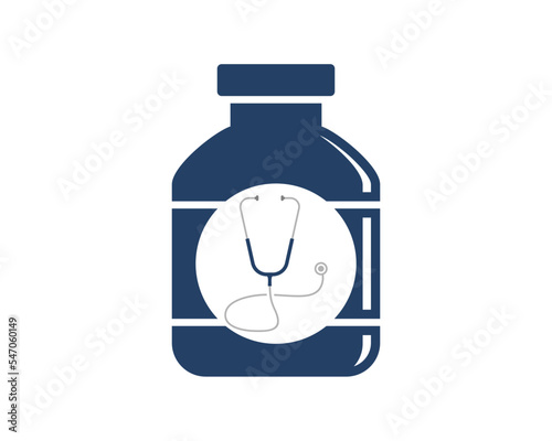 Medicine bottle with stethoscope inside