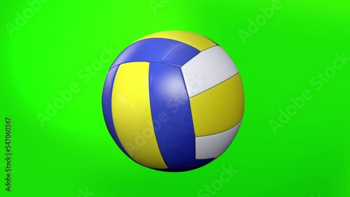 Volleyball Ball on Green Screen Volleyball Ball 3d Animation of Spinning Ball	