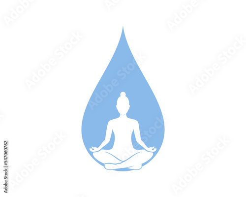 Water drop with women yoga inside