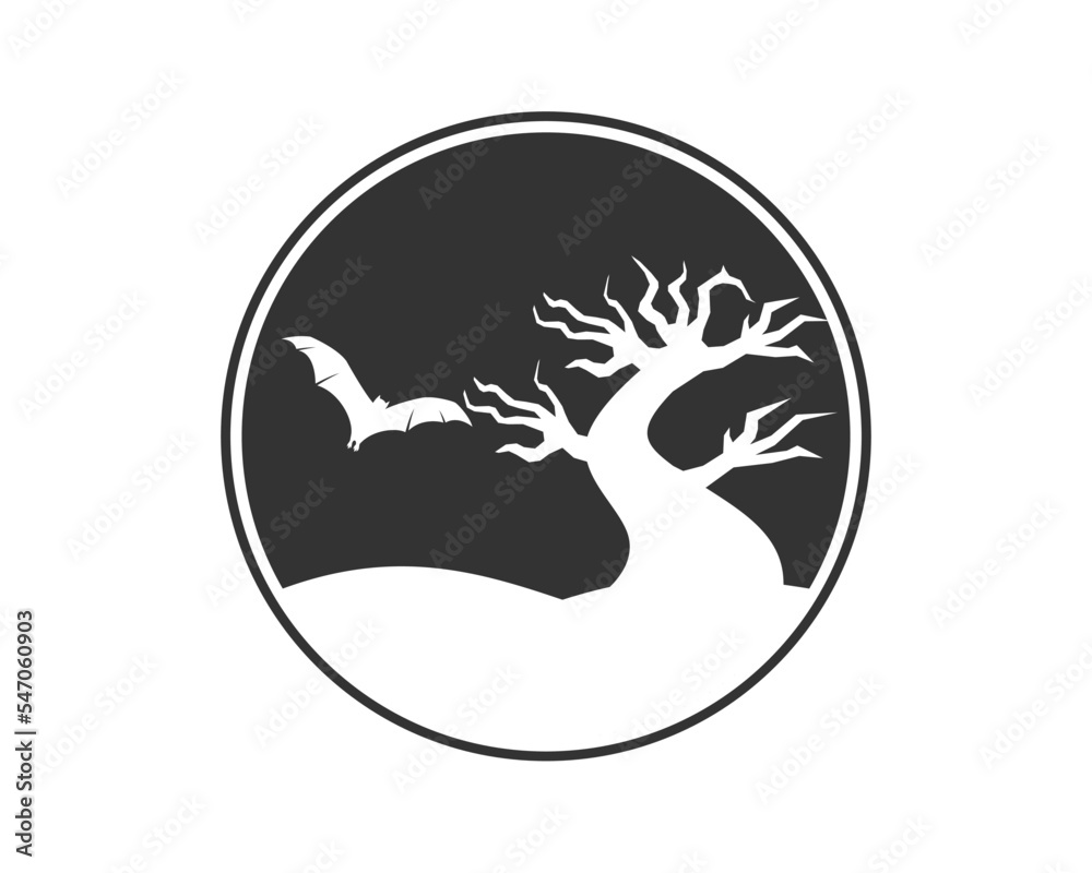 Fototapeta premium Circle with halloween tree inside