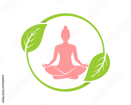 Circle leaf with women yoga inside