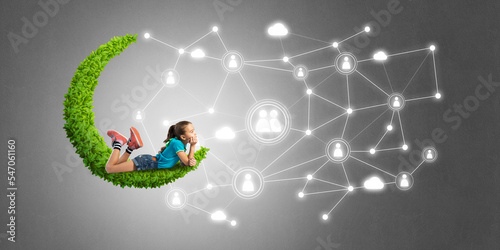 Idea of children Internet communication or online playing and parent control