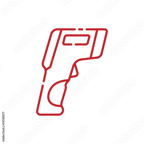 Vector illustration of a digital temperature scanner red outline on a white background