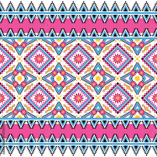 Geometric ethnic pattern with square triangle diagonal abstract ornament design for clothing fabric textiles printing, handcraft, embroidery, carpet, curtain, batik, wallpaper wrapping, vector drawing
