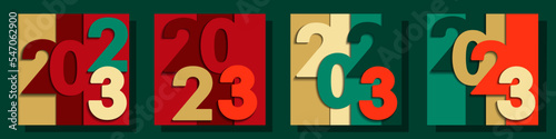 set of abstract posters with numbers 2023