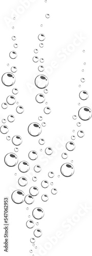 Bubbles of fizzy drink, air or soap. Vertical streams of water. Outline illustration.