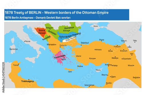 1878 Treaty of Berlin - Western borders of the Ottoman Empire
