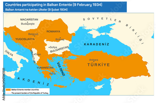 Countries participating in the Balkan Entente (9 February 1934) Ottoman Empire map photo