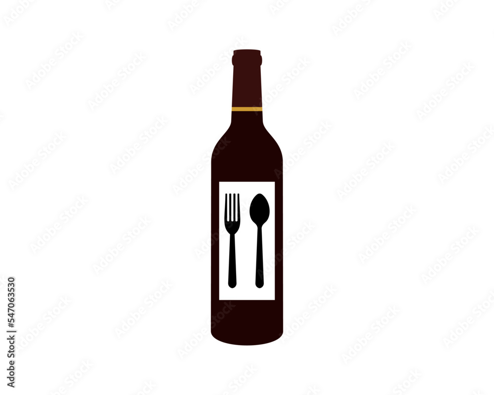 Bottle with spoon and fork inside