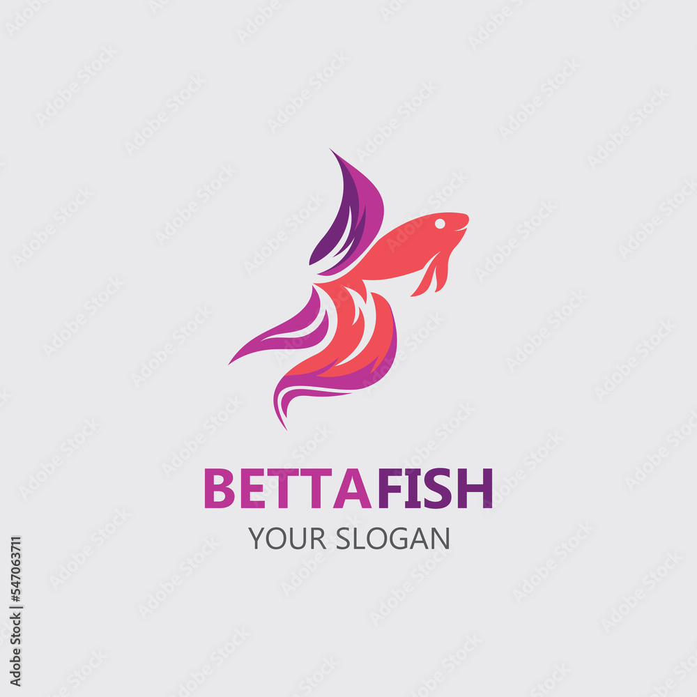 Betta fish modern logo style design vector image illustration