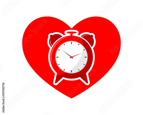 Love shape with clock inside