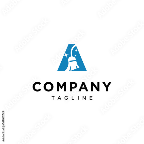 A Letter cleaning broom Vector logo icon vector Template