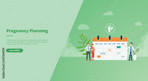 pregnancy planning schedule for website landing homepage template banner or slide presentation cover