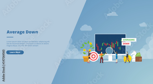 average down stock market concept for website landing homepage template banner or slide presentation cover