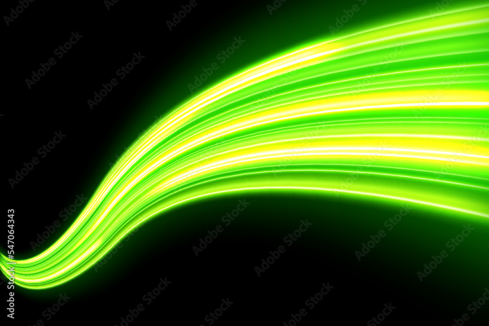 Green light trails, long time exposure motion blur effect. Vector Illustration Green light trails, long time exposure motion blur effect. Vector Illustration