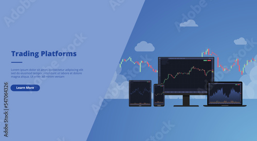 online trading platforms concept for website landing homepage template banner or slide presentation cover