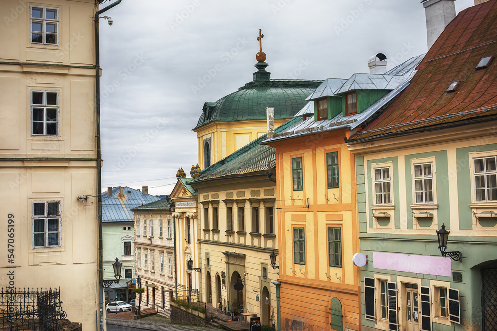 View of the historic city centre.Banska Stiavnica,Slovakia.